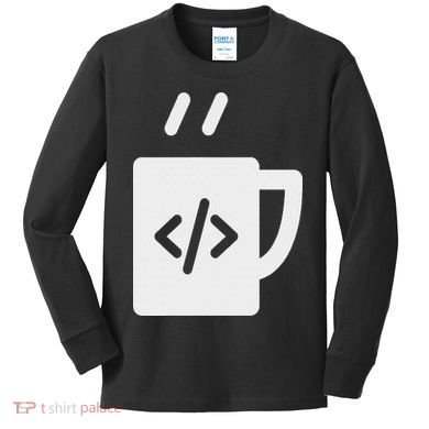 Front End & Back End Co Javascript Code Coffee Developer Programmer Kids Long Sleeve Shirt