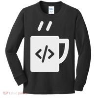 Front End & Back End Co Javascript Code Coffee Developer Programmer Kids Long Sleeve Shirt thumb 0