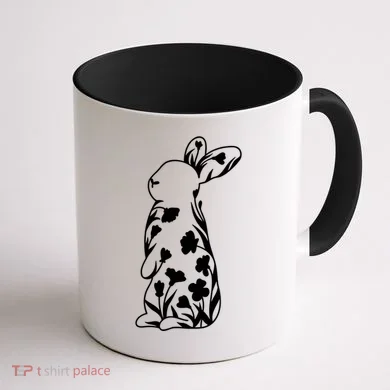 Floral Easter Bunny Coffee Mug back