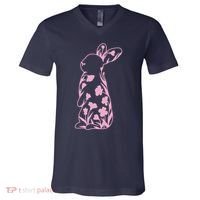 Floral Easter Bunny V-Neck T-Shirt thumb 0