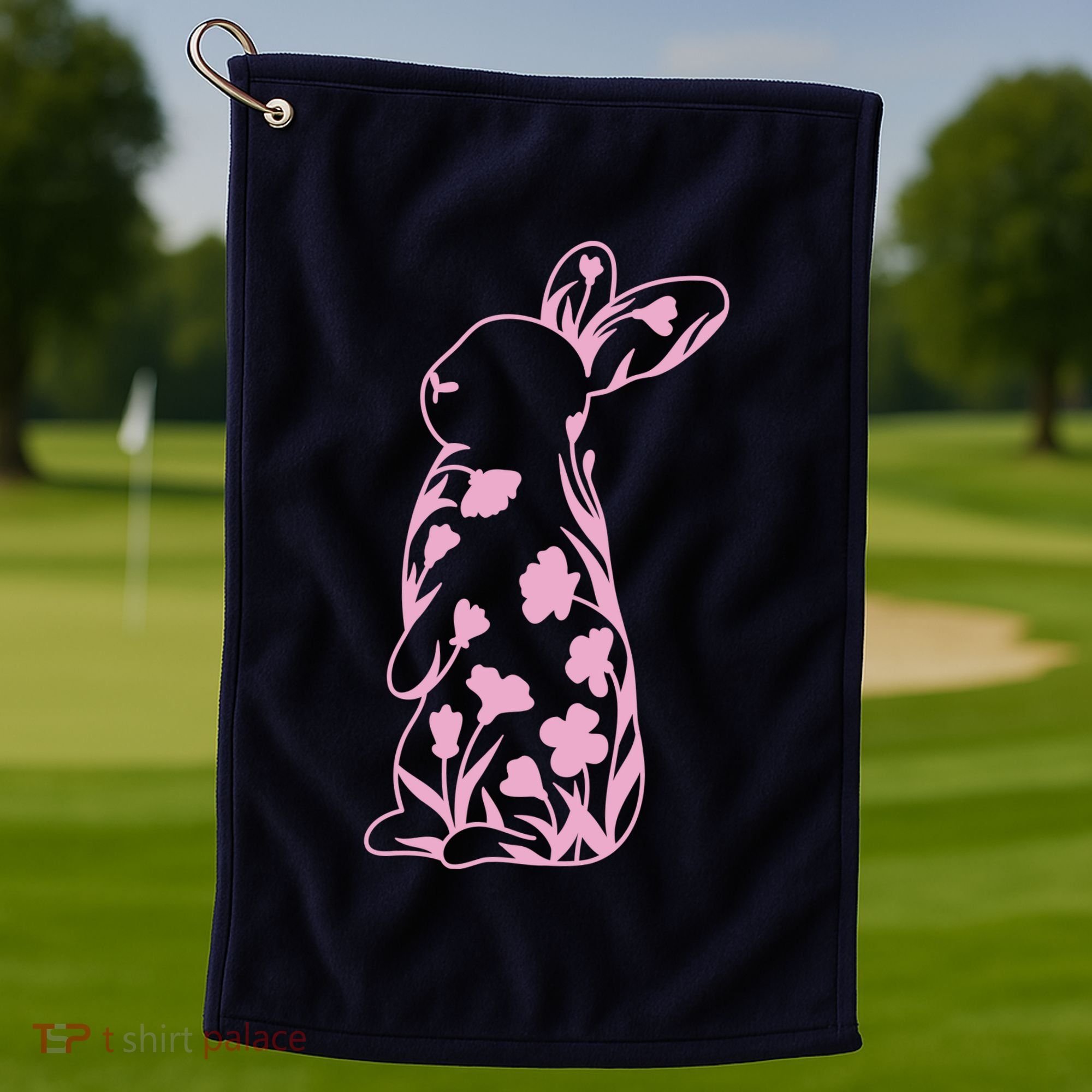 Floral Easter Bunny Golf Towel