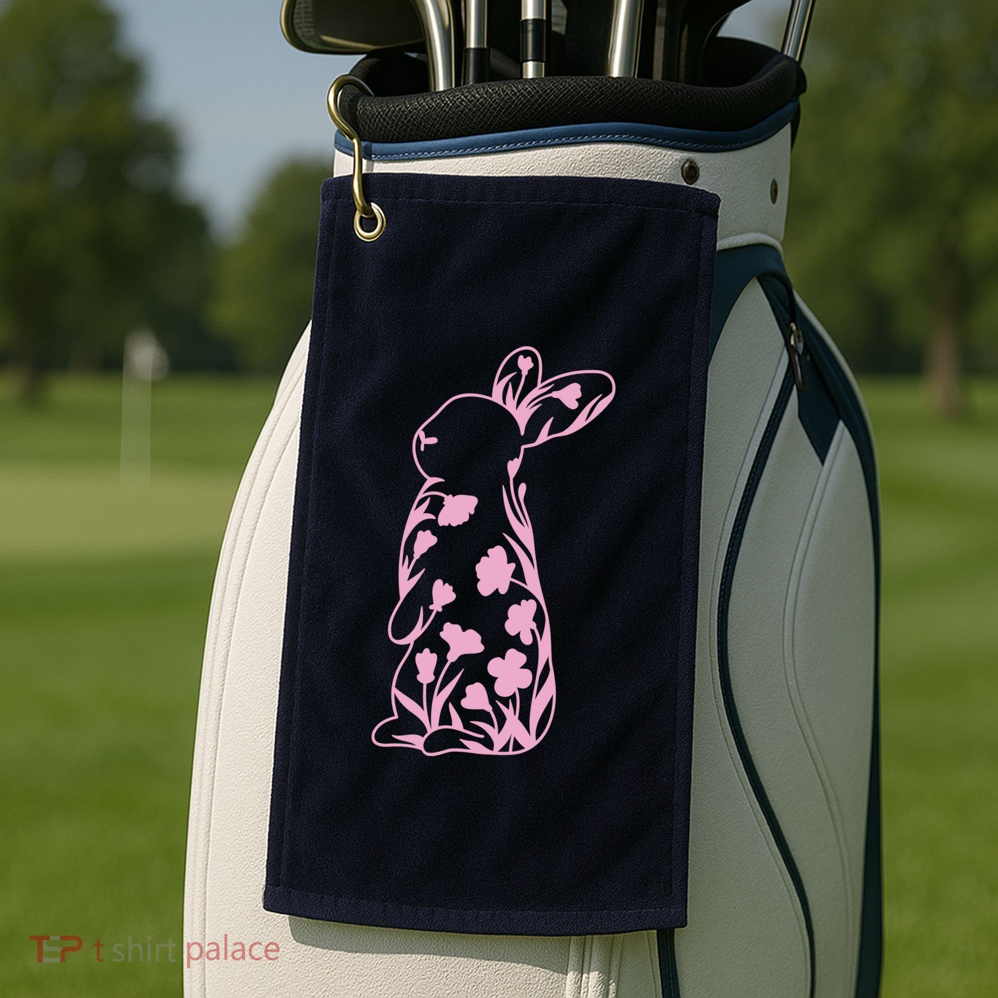 Floral Easter Bunny Golf Towel