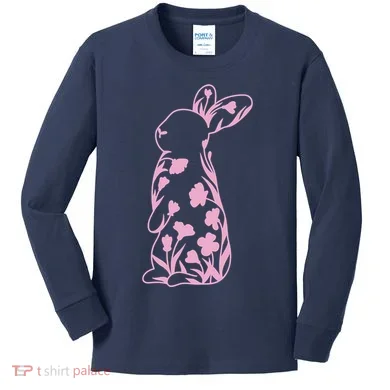 Floral Easter Bunny Kids Long Sleeve Shirt