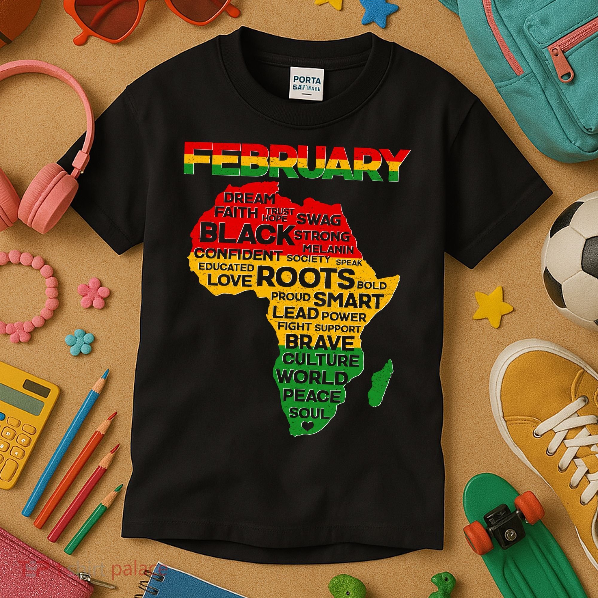 February Africa Black History Month Kids T-Shirt