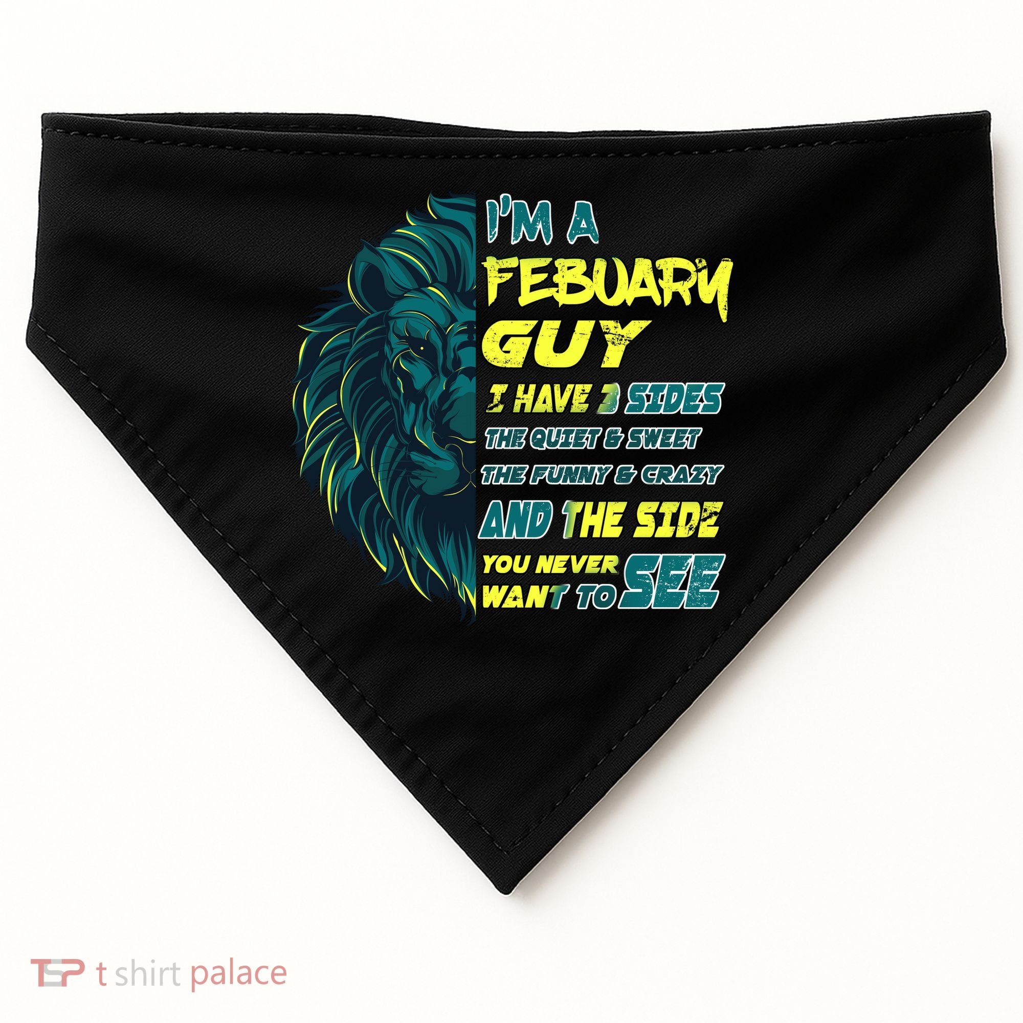 February Birthday Guy Has 3 Sides Sweet Funny Crazy  USA-Made Doggie Bandana