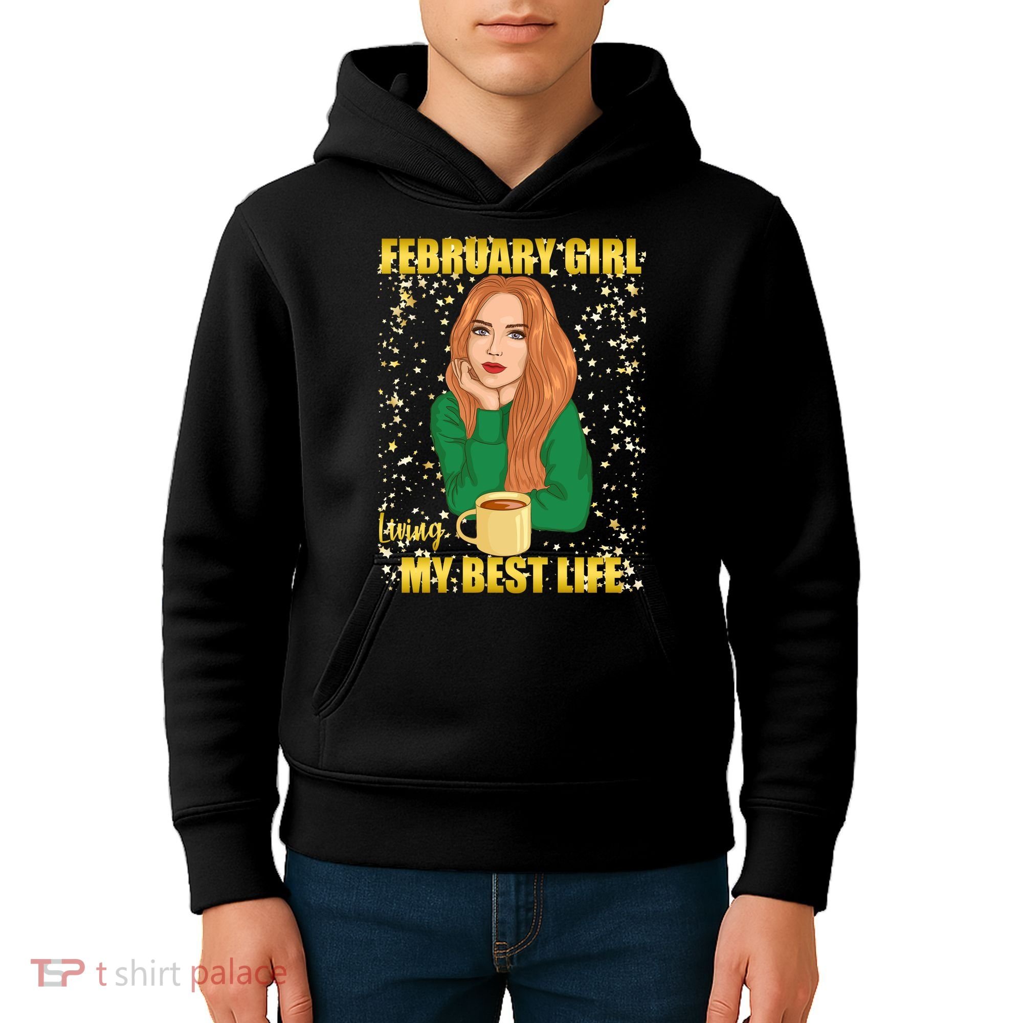 February Girl Living My Best Life Kids Hoodie