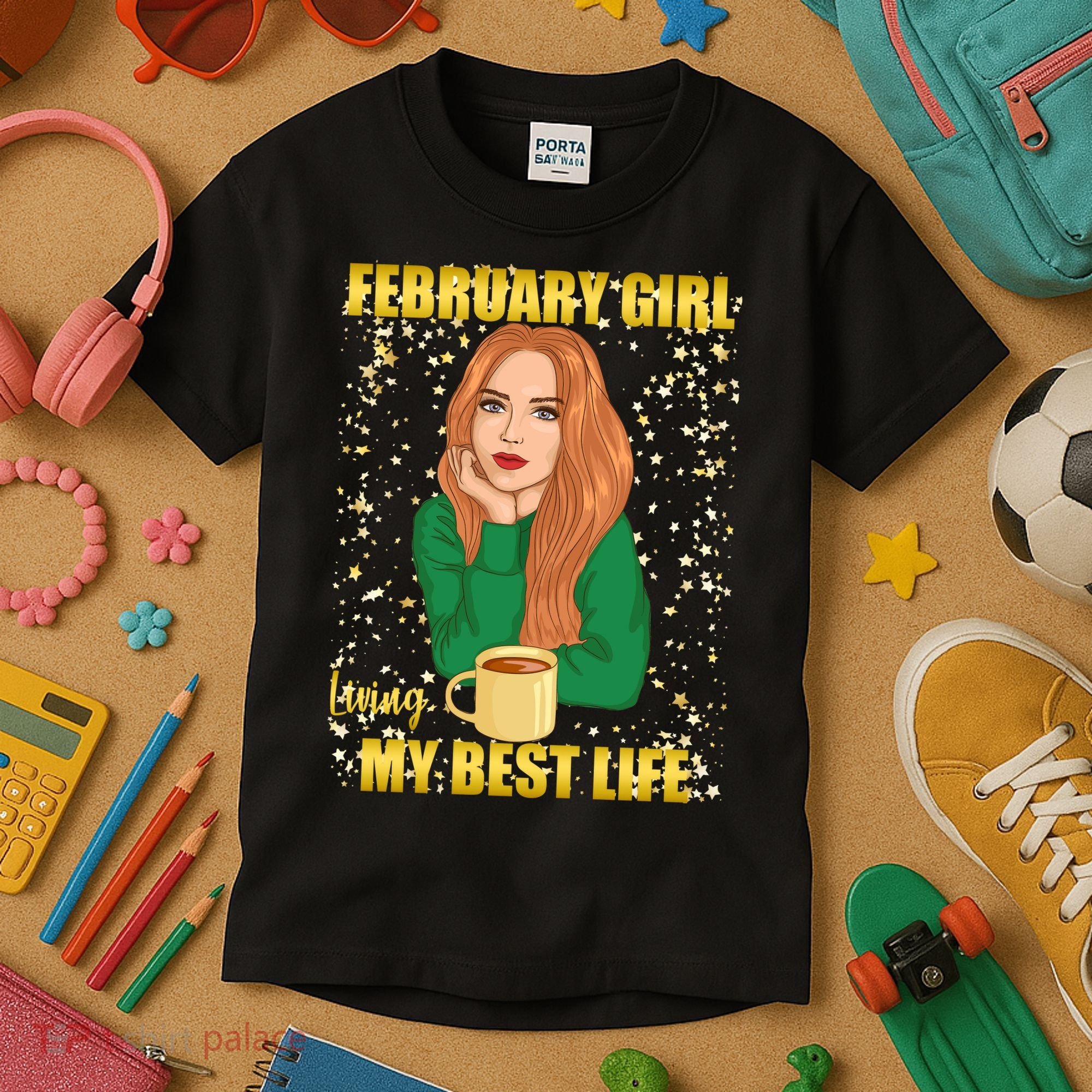 February Girl Living My Best Life Kids T-Shirt
