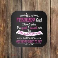 February Girl Sweet But Crazy Funny Birthday Coaster thumb 0