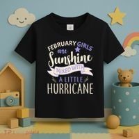 February Girls Are Sunshine Mixed With Hurricane Toddler T-Shirt thumb 3