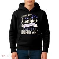 February Girls Are Sunshine Mixed With Hurricane Kids Hoodie thumb 4