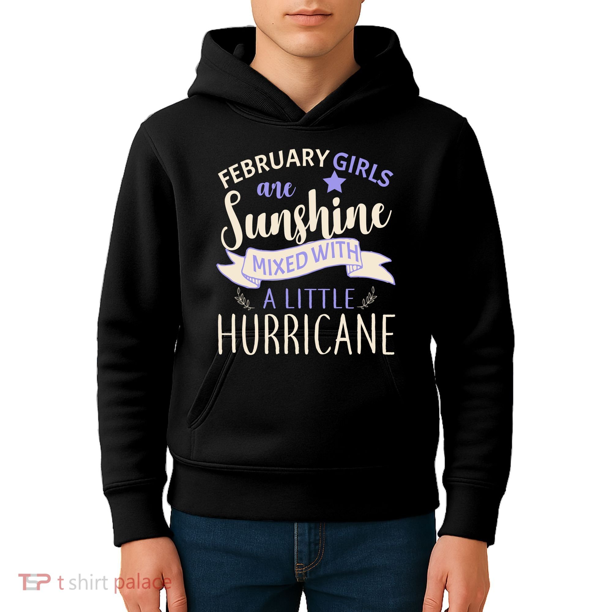 February Girls Are Sunshine Mixed With Hurricane Kids Hoodie