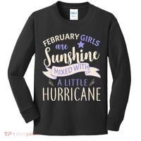 February Girls Are Sunshine Mixed With Hurricane Kids Long Sleeve Shirt thumb 0