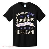 February Girls Are Sunshine Mixed With Hurricane Kids T-Shirt thumb 0