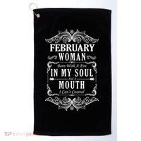 February Woman Funny Birthday Golf Towel thumb 0