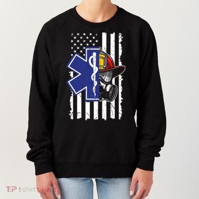 Firefighter Ems Cross Usa Flag Distressed Heros Novelty Cool Gift Women's Sweatshirt