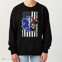 Firefighter Ems Cross Usa Flag Distressed Heros Novelty Cool Gift Women's Sweatshirt thumb 0