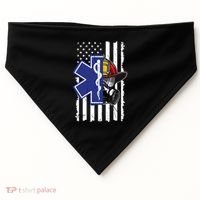 Firefighter Ems Cross Usa Flag Distressed Heros Novelty Cool Gift USA-Made Doggie Bandana thumb 0