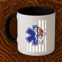 Firefighter Ems Cross Usa Flag Distressed Heros Novelty Cool Gift Coffee Mug thumb 2