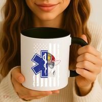 Firefighter Ems Cross Usa Flag Distressed Heros Novelty Cool Gift Coffee Mug thumb 3