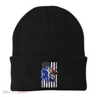 Firefighter Ems Cross Usa Flag Distressed Heros Novelty Cool Gift Beanie thumb 0