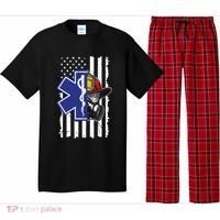 Firefighter Ems Cross Usa Flag Distressed Heros Novelty Cool Gift Pajama Set thumb 0