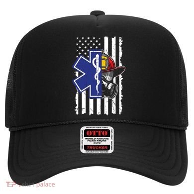 Firefighter Ems Cross Usa Flag Distressed Heros Novelty Cool Gift Hat