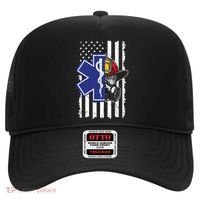 Firefighter Ems Cross Usa Flag Distressed Heros Novelty Cool Gift Hat thumb 0
