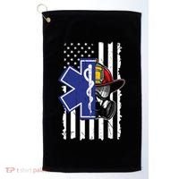 Firefighter Ems Cross Usa Flag Distressed Heros Novelty Cool Gift Golf Towel thumb 0