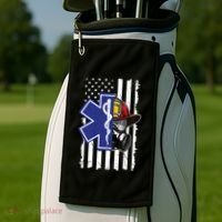 Firefighter Ems Cross Usa Flag Distressed Heros Novelty Cool Gift Golf Towel thumb 2