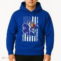 Firefighter Ems Cross Usa Flag Distressed Heros Novelty Cool Gift Hoodie thumb 2