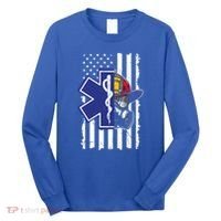 Firefighter Ems Cross Usa Flag Distressed Heros Novelty Cool Gift Long Sleeve Shirt thumb 0
