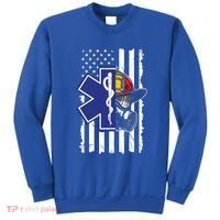 Firefighter Ems Cross Usa Flag Distressed Heros Novelty Cool Gift Sweatshirt thumb 0