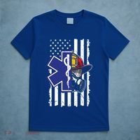 Firefighter Ems Cross Usa Flag Distressed Heros Novelty Cool Gift T-Shirt thumb 5