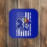 Firefighter Ems Cross Usa Flag Distressed Heros Novelty Cool Gift Coaster thumb 0