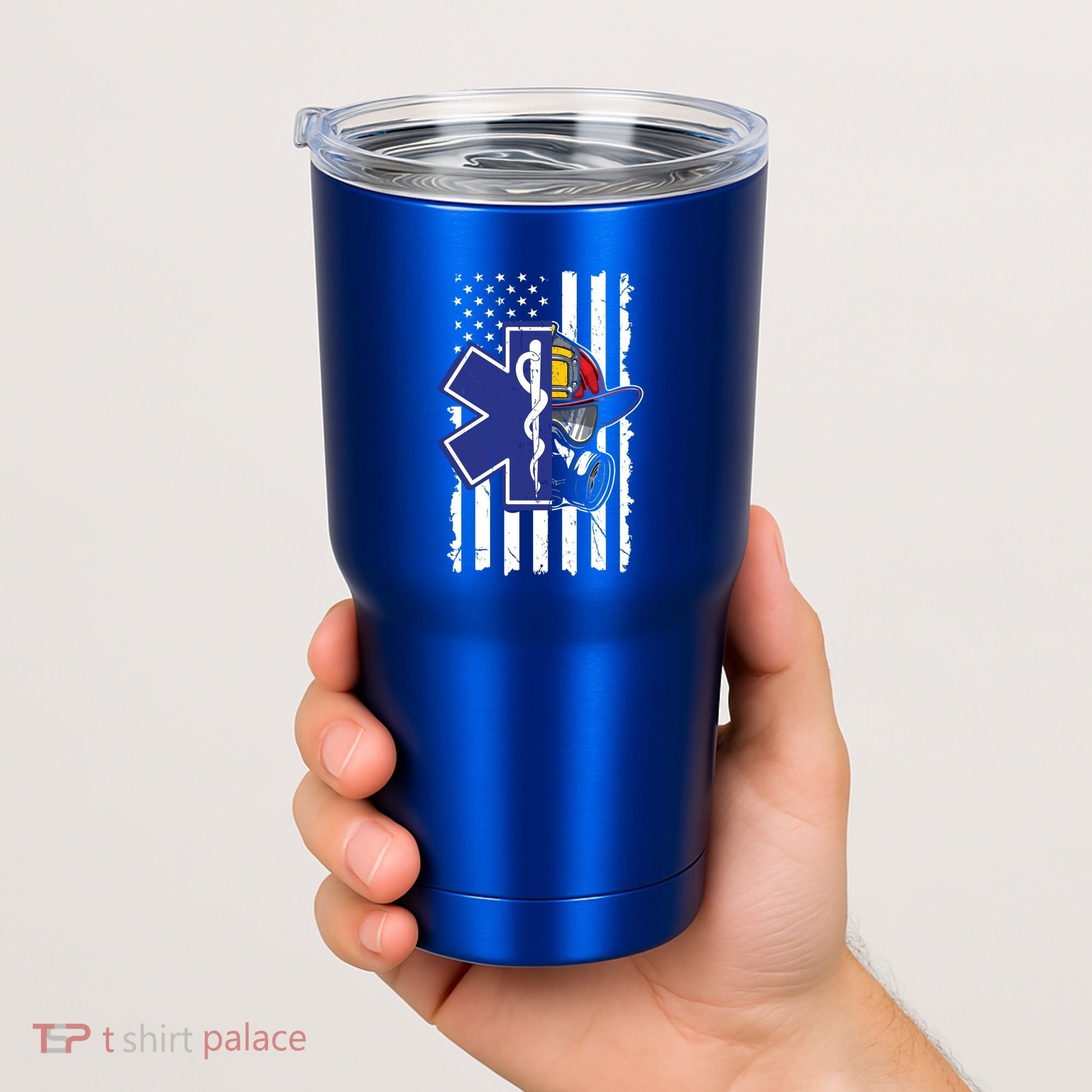 Firefighter Ems Cross Usa Flag Distressed Heros Novelty Cool Gift Tumbler