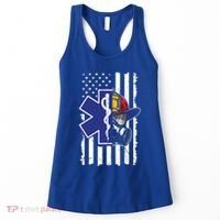 Firefighter Ems Cross Usa Flag Distressed Heros Novelty Cool Gift Women's Tank Top thumb 0