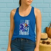Firefighter Ems Cross Usa Flag Distressed Heros Novelty Cool Gift Women's Tank Top thumb 2