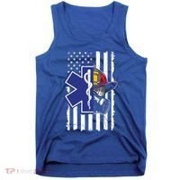 Firefighter Ems Cross Usa Flag Distressed Heros Novelty Cool Gift Tank Top thumb 0