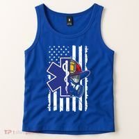 Firefighter Ems Cross Usa Flag Distressed Heros Novelty Cool Gift Tank Top thumb 2