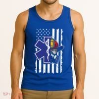 Firefighter Ems Cross Usa Flag Distressed Heros Novelty Cool Gift Tank Top thumb 3