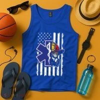 Firefighter Ems Cross Usa Flag Distressed Heros Novelty Cool Gift Tank Top thumb 4