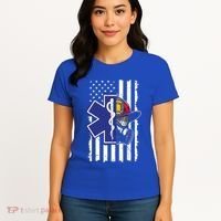 Firefighter Ems Cross Usa Flag Distressed Heros Novelty Cool Gift Women's T-Shirt thumb 4
