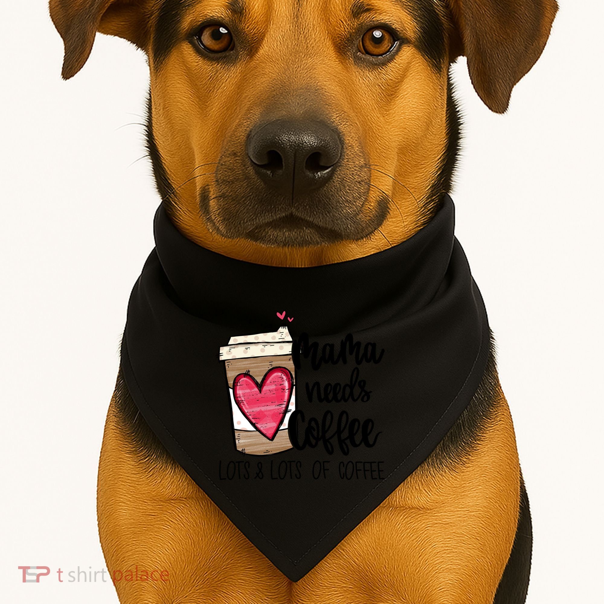 Funny Espresso Cute Coffee Heart Mama Needs Coffee Meaningful Gift USA-Made Doggie Bandana