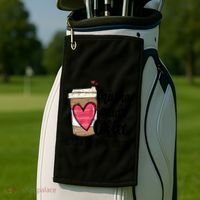Funny Espresso Cute Coffee Heart Mama Needs Coffee Meaningful Gift Golf Towel thumb 2