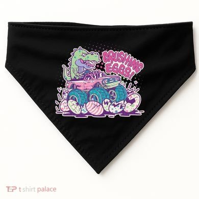 Funny Easter Crushing Eggs TRex Dinosaur Monster Truck USA-Made Doggie Bandana
