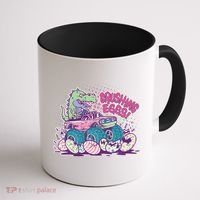 Funny Easter Crushing Eggs TRex Dinosaur Monster Truck Coffee Mug thumb 1