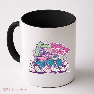 Funny Easter Crushing Eggs TRex Dinosaur Monster Truck Coffee Mug