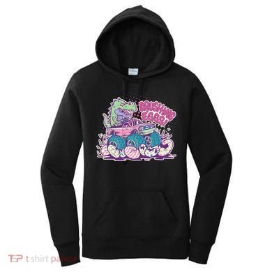 Funny Easter Crushing Eggs TRex Dinosaur Monster Truck Women's Hoodie