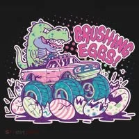 Funny Easter Crushing Eggs TRex Dinosaur Monster Truck Women's Hoodie thumb 2