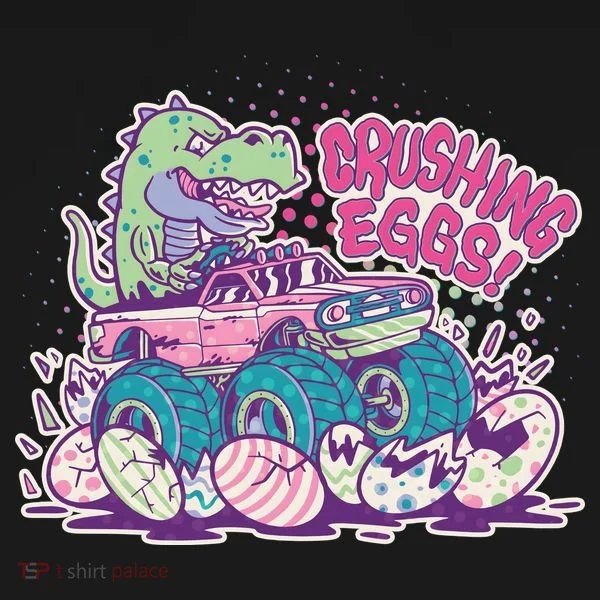 Funny Easter Crushing Eggs TRex Dinosaur Monster Truck Women's Hoodie